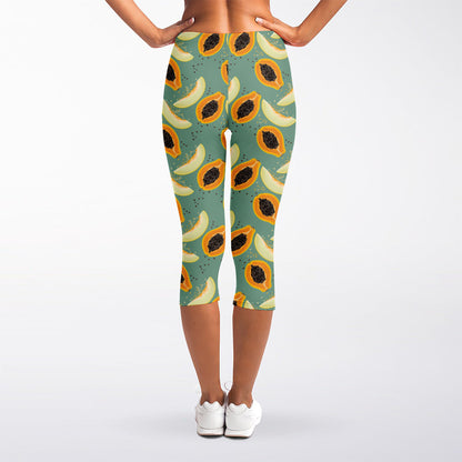 Papaya And Melon Pattern Print Women's Capri Leggings