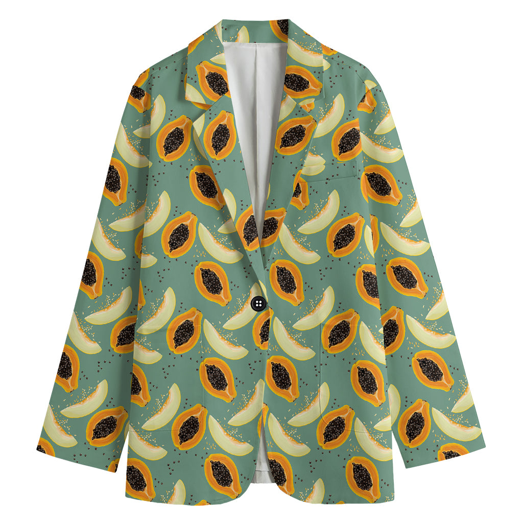 Papaya And Melon Pattern Print Women's Cotton Blazer