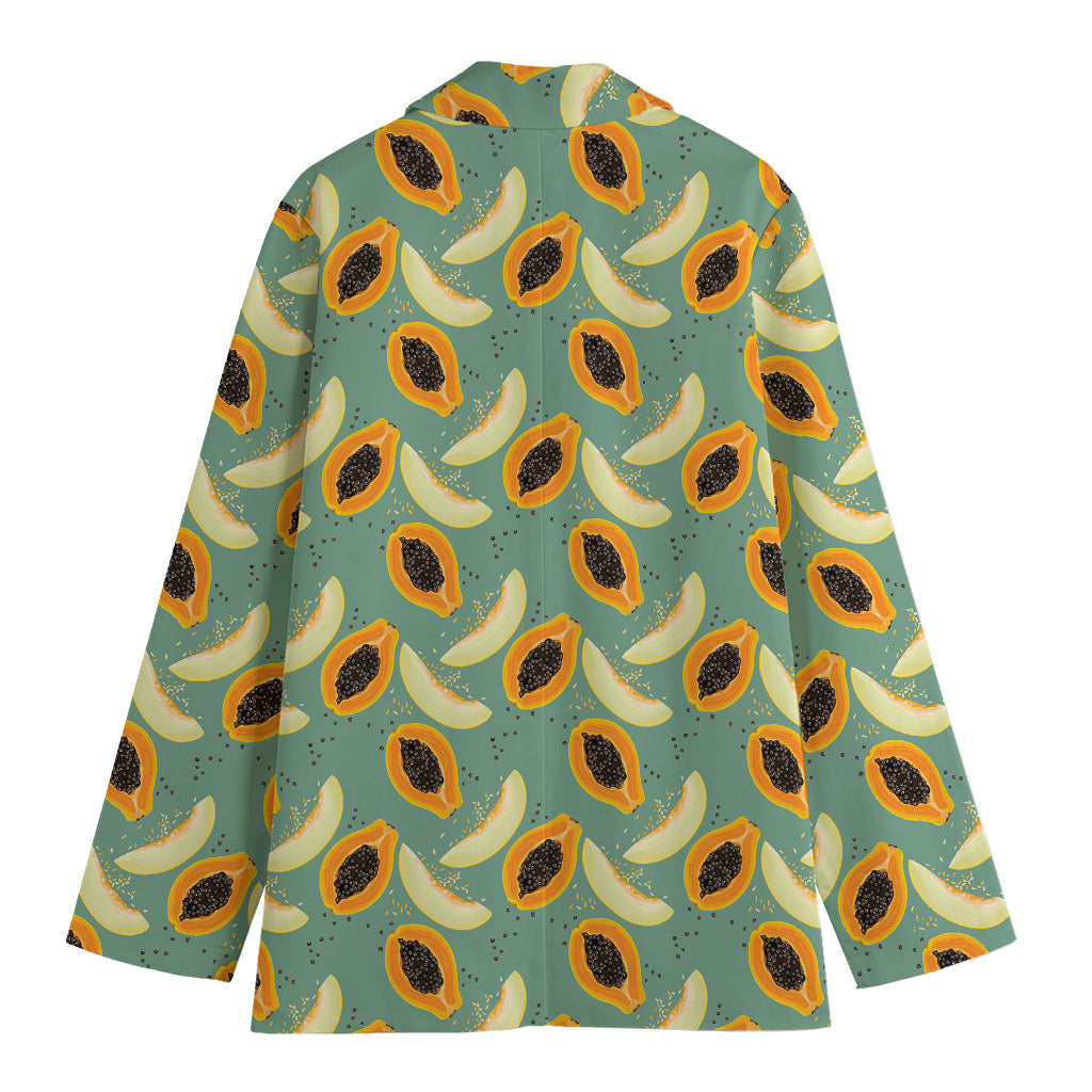 Papaya And Melon Pattern Print Women's Cotton Blazer
