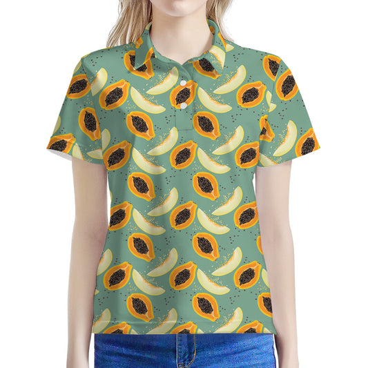 Papaya And Melon Pattern Print Women's Polo Shirt