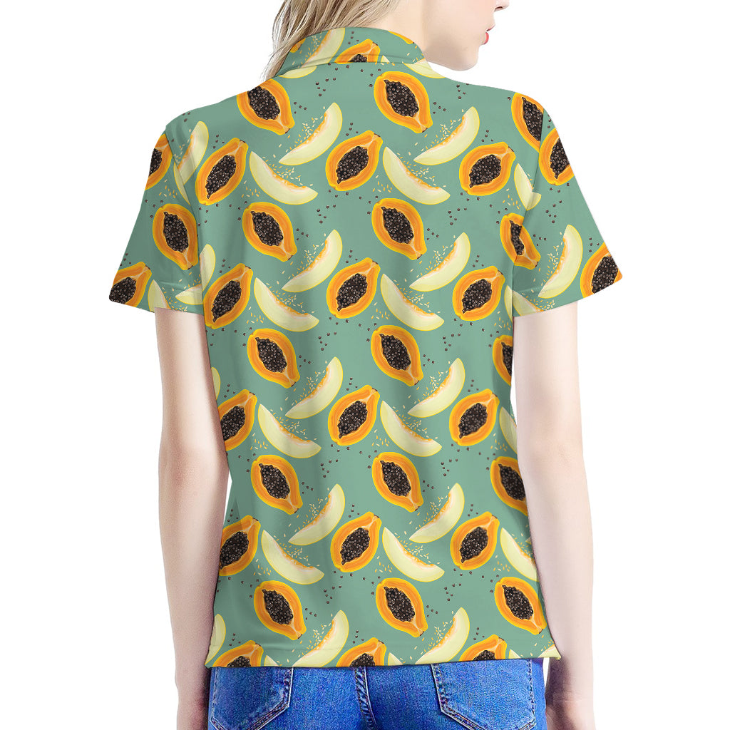 Papaya And Melon Pattern Print Women's Polo Shirt
