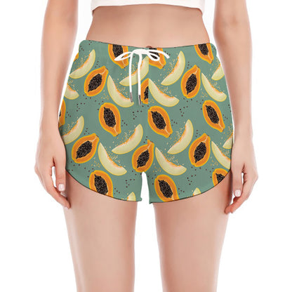 Papaya And Melon Pattern Print Women's Split Running Shorts