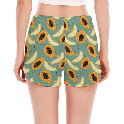 Papaya And Melon Pattern Print Women's Split Running Shorts