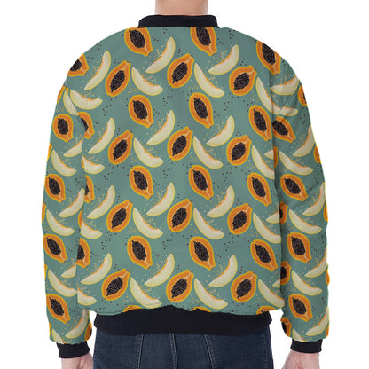 Papaya And Melon Pattern Print Zip Sleeve Bomber Jacket