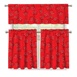 Paramedic First Aid Kit Pattern Print 3 Piece Kitchen Curtains
