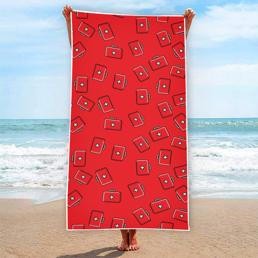 Paramedic First Aid Kit Pattern Print Beach Towel