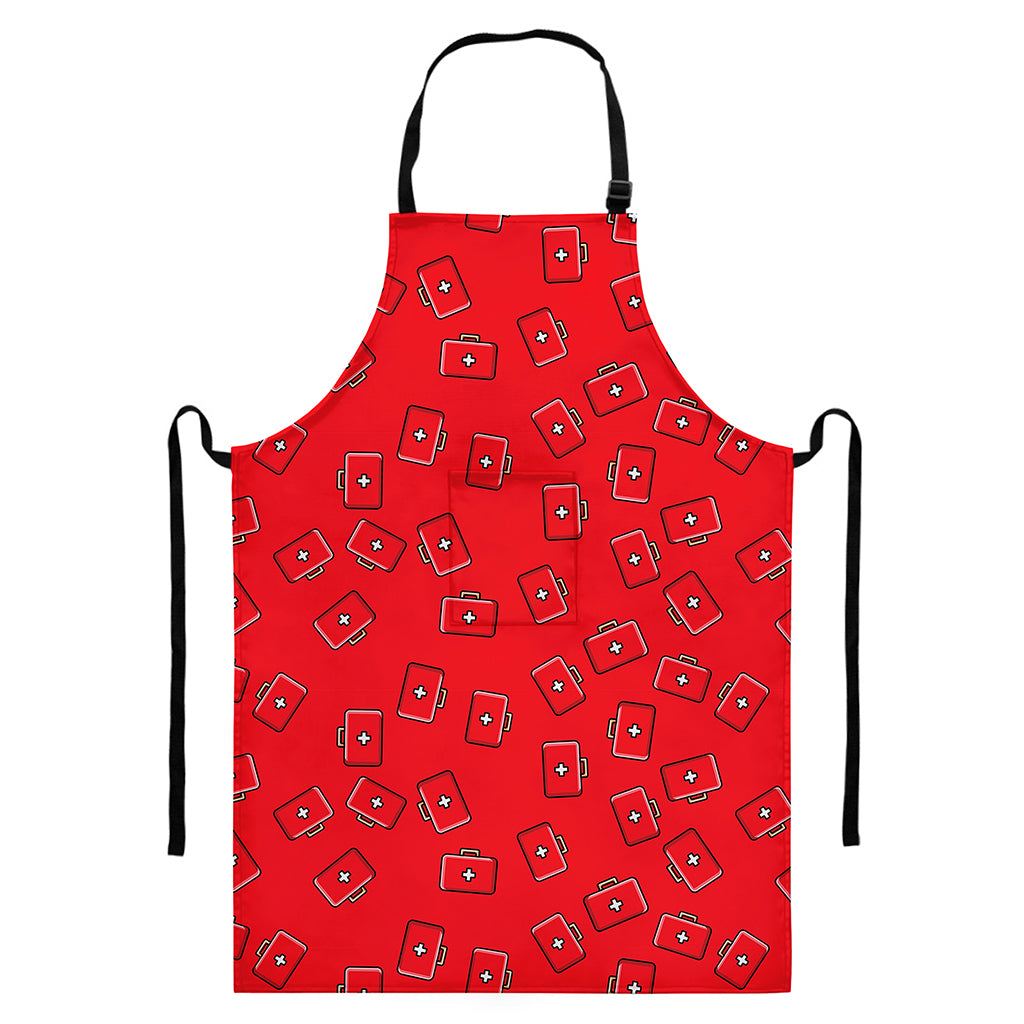Paramedic First Aid Kit Pattern Print Bib Apron With Pocket