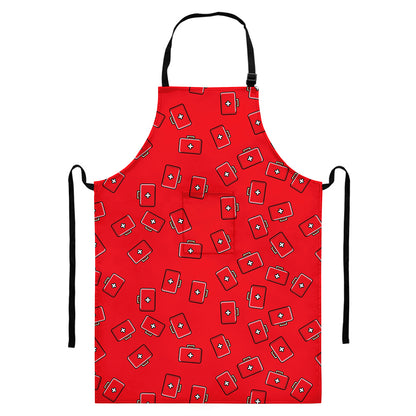 Paramedic First Aid Kit Pattern Print Bib Apron With Pocket
