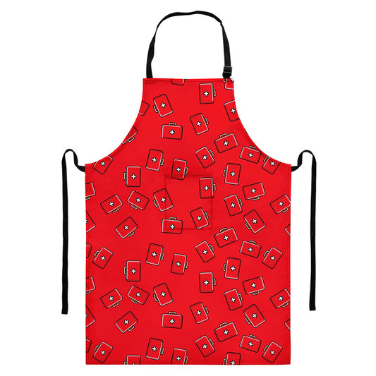 Paramedic First Aid Kit Pattern Print Bib Apron With Pocket