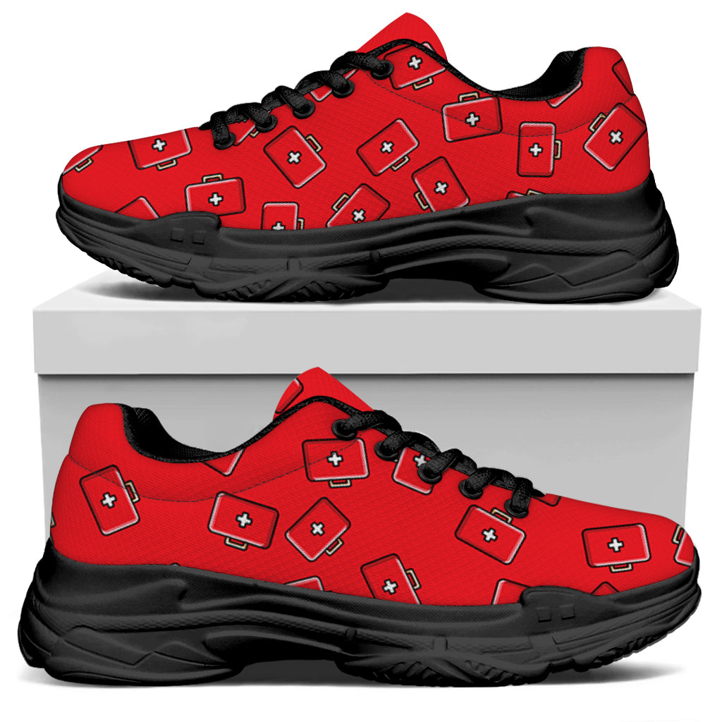 Paramedic First Aid Kit Pattern Print Black Chunky Shoes