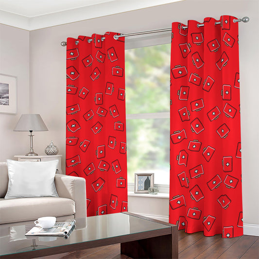 Paramedic First Aid Kit Pattern Print Blackout Grommet Curtains