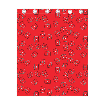 Paramedic First Aid Kit Pattern Print Curtain