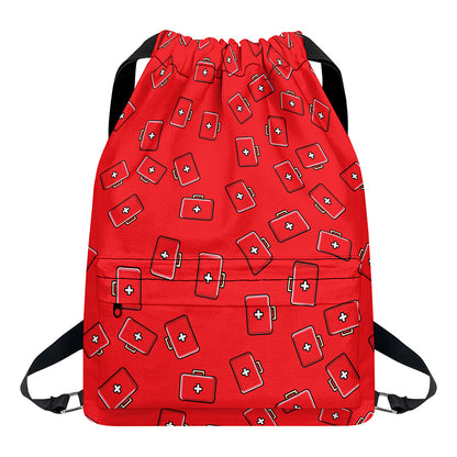 Paramedic First Aid Kit Pattern Print Drawstring Backpack