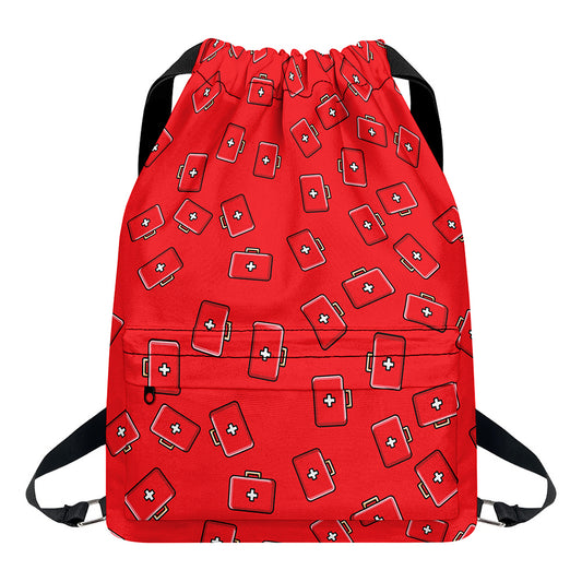 Paramedic First Aid Kit Pattern Print Drawstring Backpack