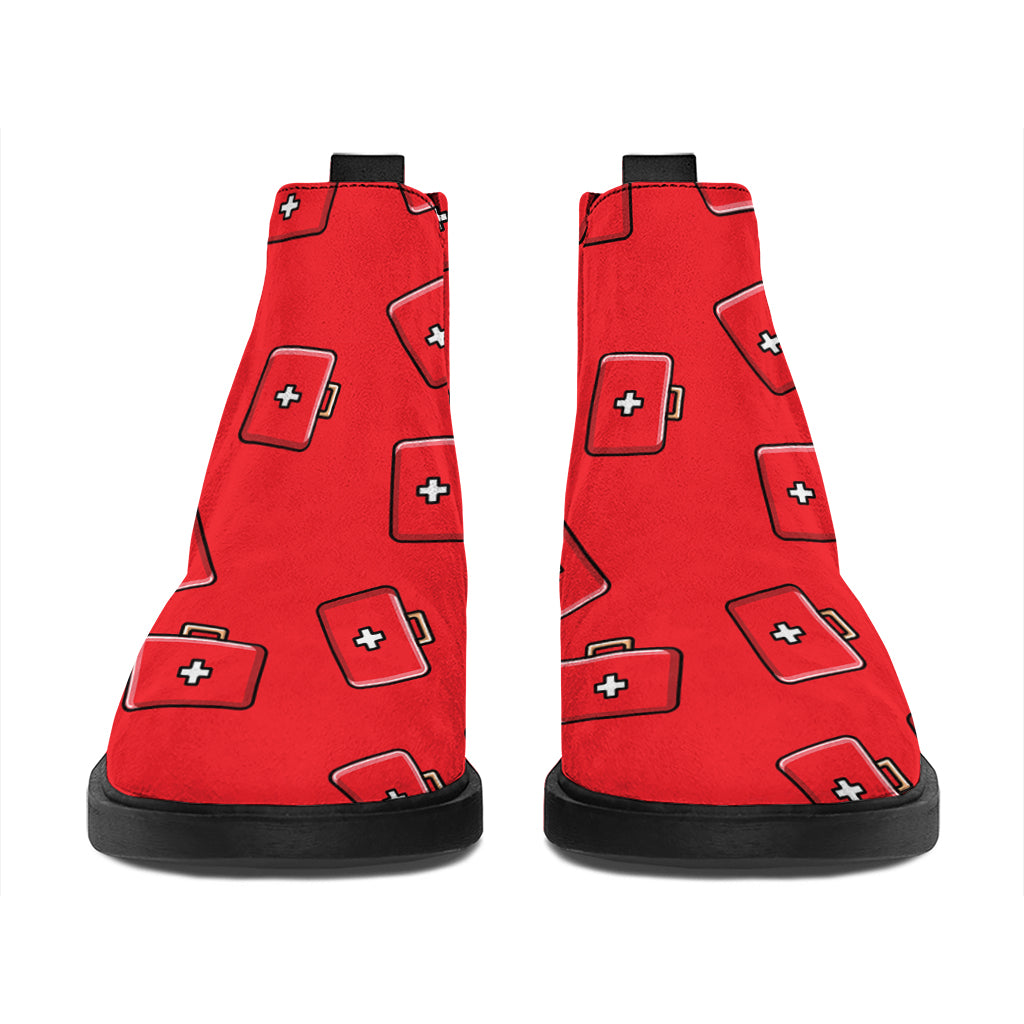 Paramedic First Aid Kit Pattern Print Flat Ankle Boots