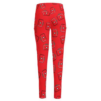 Paramedic First Aid Kit Pattern Print High-Waisted Pocket Leggings