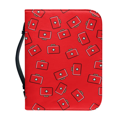 Paramedic First Aid Kit Pattern Print Leather Bible Cover