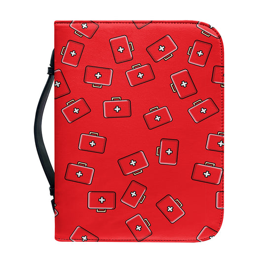 Paramedic First Aid Kit Pattern Print Leather Bible Cover