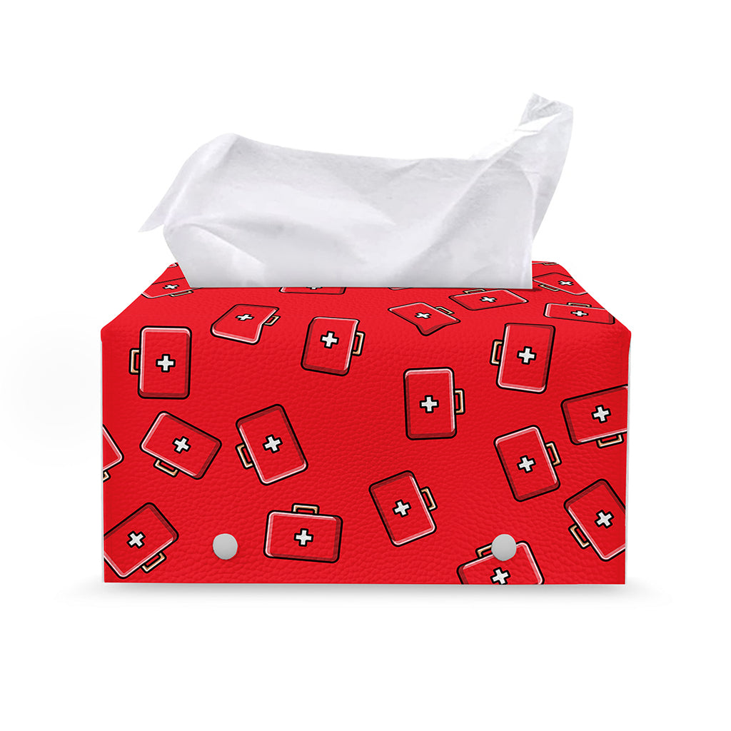 Paramedic First Aid Kit Pattern Print Leather Tissue Box Cover