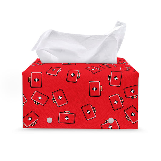 Paramedic First Aid Kit Pattern Print Leather Tissue Box Cover