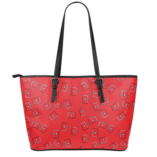 Paramedic First Aid Kit Pattern Print Leather Tote Bag