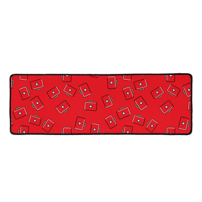 Paramedic First Aid Kit Pattern Print Long Kitchen Mat