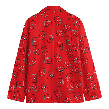 Paramedic First Aid Kit Pattern Print Men's Cotton Blazer