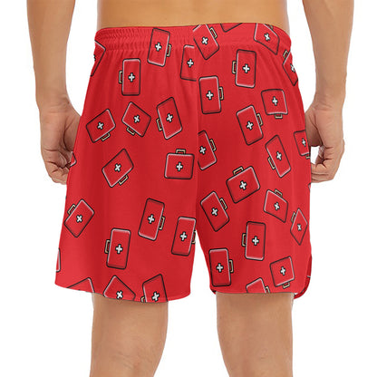Paramedic First Aid Kit Pattern Print Men's Split Running Shorts