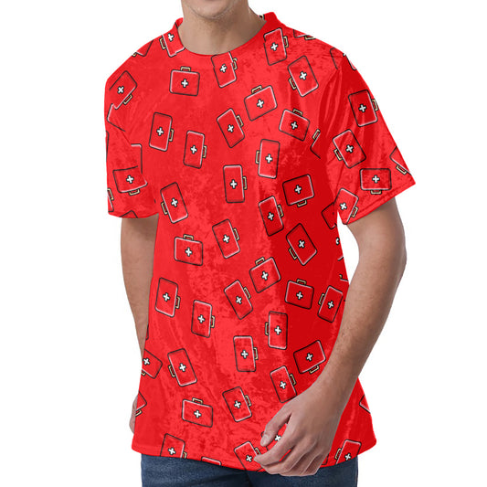 Paramedic First Aid Kit Pattern Print Men's Velvet T-Shirt