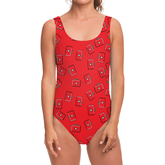 Paramedic First Aid Kit Pattern Print One Piece Swimsuit