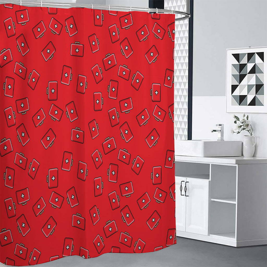 Paramedic First Aid Kit Pattern Print Premium Shower Curtain