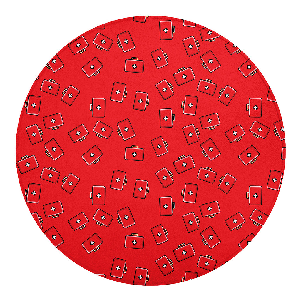 Paramedic First Aid Kit Pattern Print Round Blanket