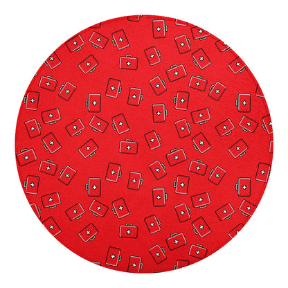 Paramedic First Aid Kit Pattern Print Round Blanket