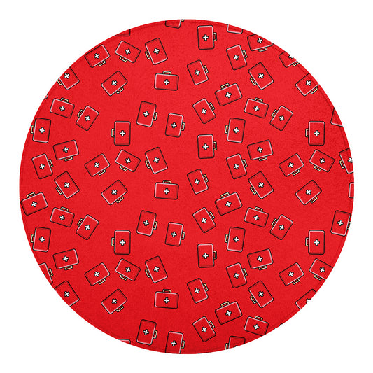 Paramedic First Aid Kit Pattern Print Round Blanket