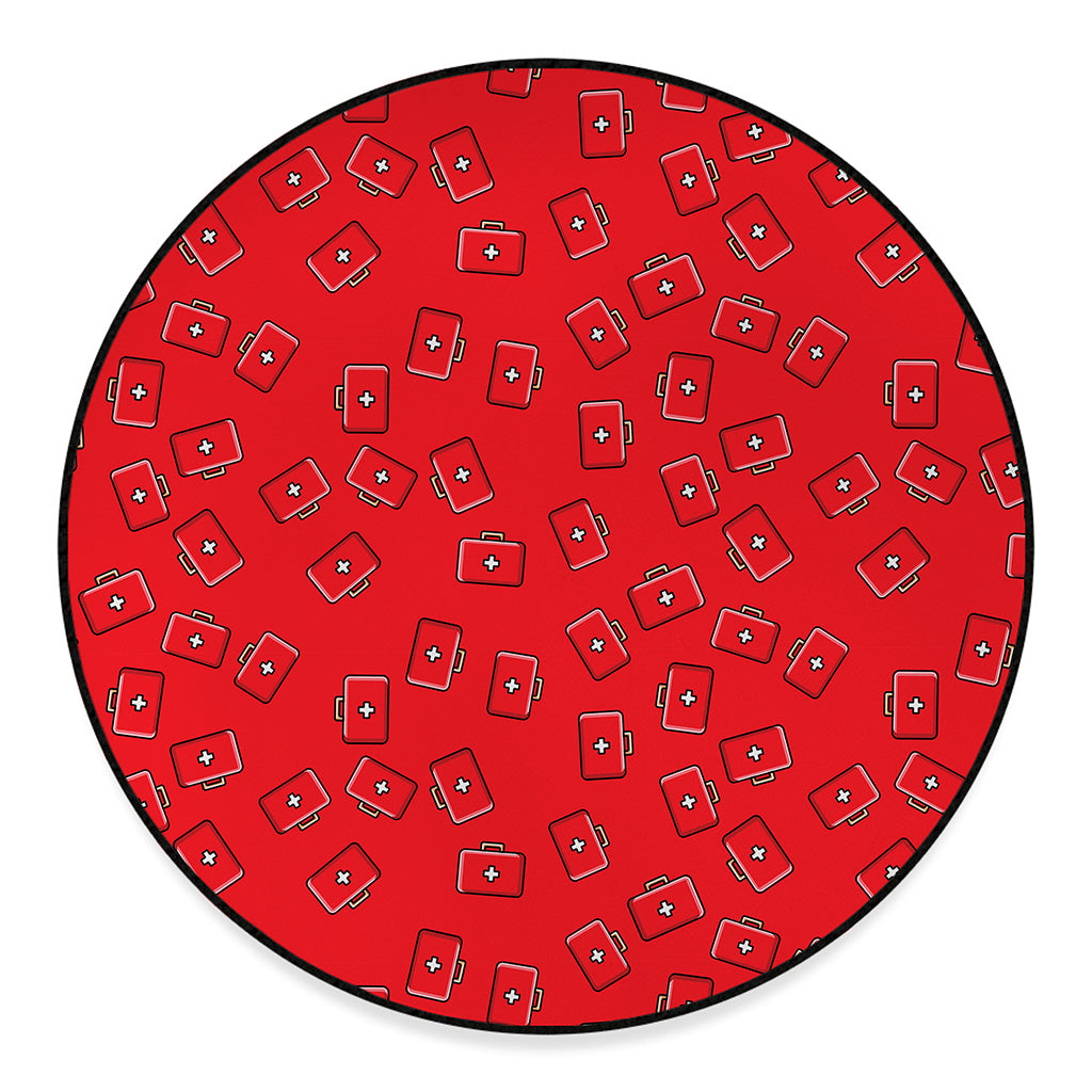 Paramedic First Aid Kit Pattern Print Round Floor Mat