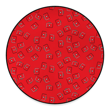 Paramedic First Aid Kit Pattern Print Round Floor Mat