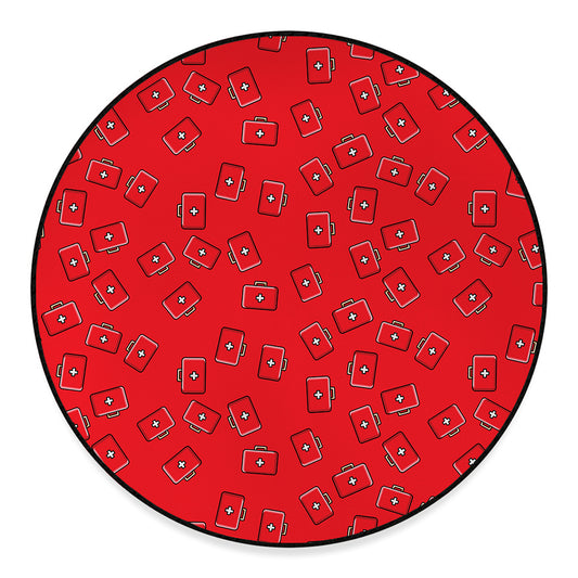 Paramedic First Aid Kit Pattern Print Round Floor Mat