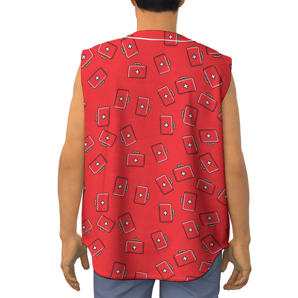 Paramedic First Aid Kit Pattern Print Sleeveless Baseball Jersey
