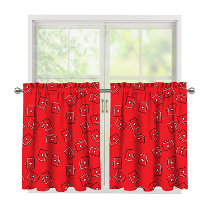 Paramedic First Aid Kit Pattern Print Tier Curtains