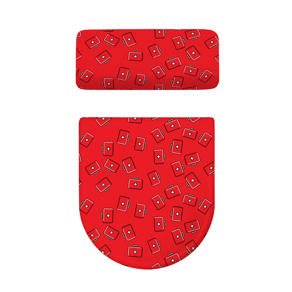 Paramedic First Aid Kit Pattern Print Toilet Lid And Tank Cover Set