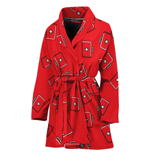 Paramedic First Aid Kit Pattern Print Women's Bathrobe