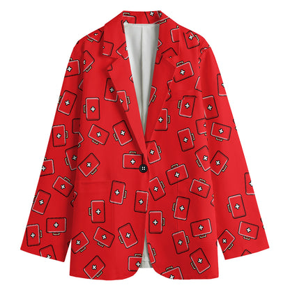 Paramedic First Aid Kit Pattern Print Women's Blazer