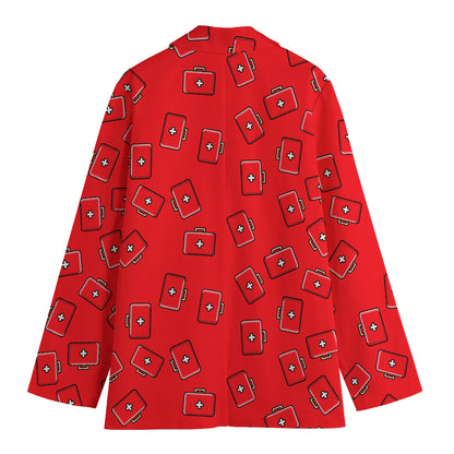 Paramedic First Aid Kit Pattern Print Women's Cotton Blazer