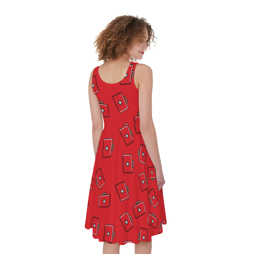Paramedic First Aid Kit Pattern Print Women's Sleeveless Dress