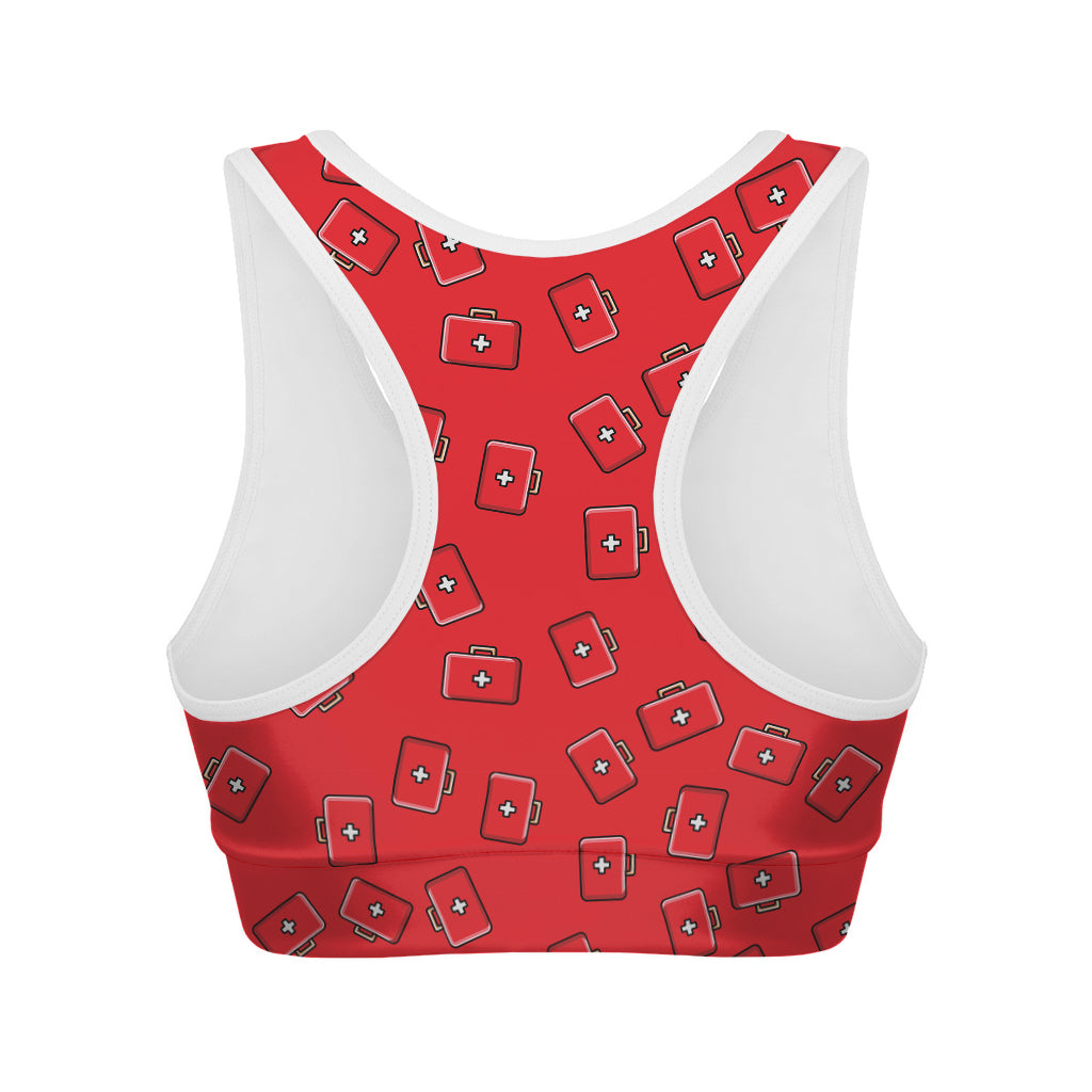 Paramedic First Aid Kit Pattern Print Women's Sports Bra