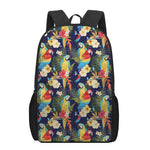 Parrot And Flower Pattern Print 17 Inch Backpack