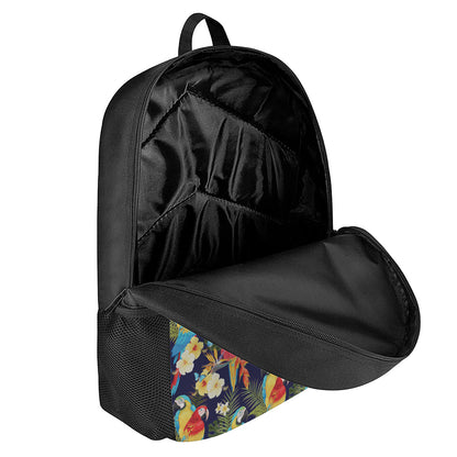 Parrot And Flower Pattern Print 17 Inch Backpack