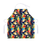 Parrot And Flower Pattern Print Adjustable Apron
