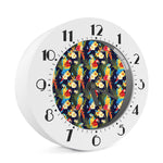 Parrot And Flower Pattern Print Alarm Clock