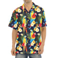 Parrot And Flower Pattern Print Aloha Shirt